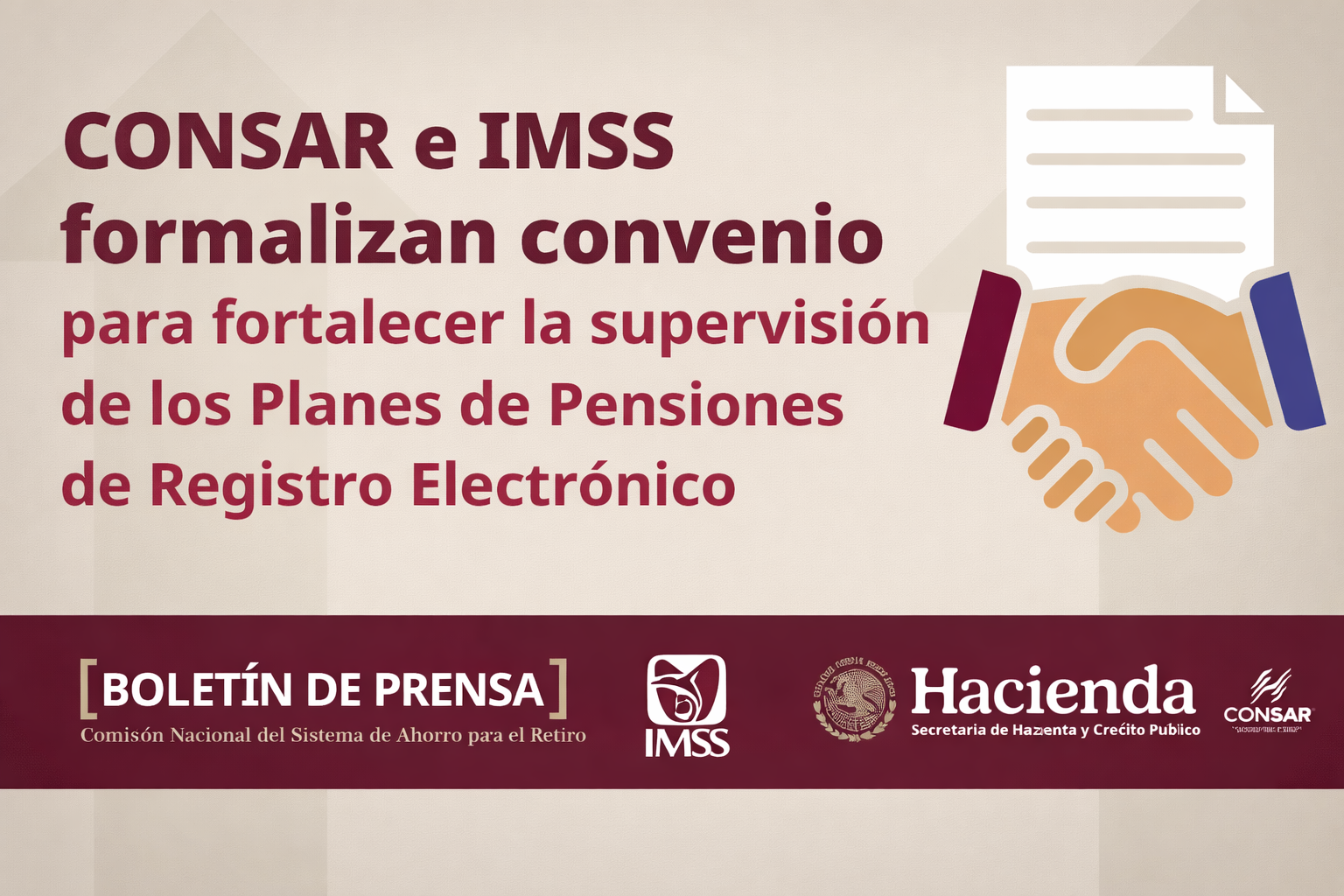 CONSAR e IMSS formalizan convenio