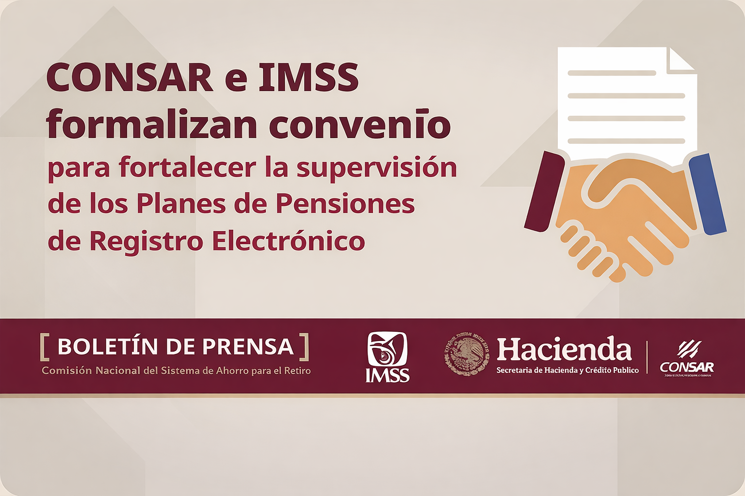CONSAR e IMSS formalizan convenio